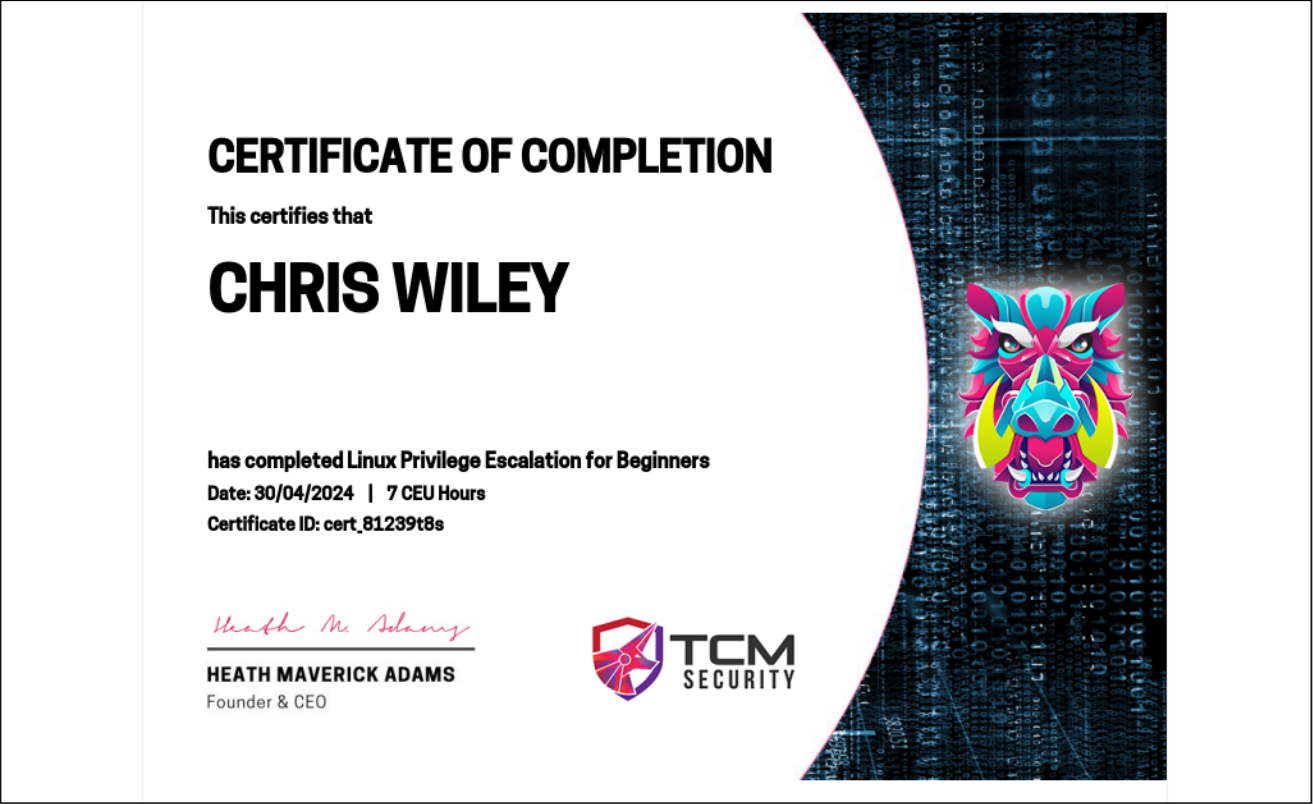 Linux Privilege Escalation Certificate
