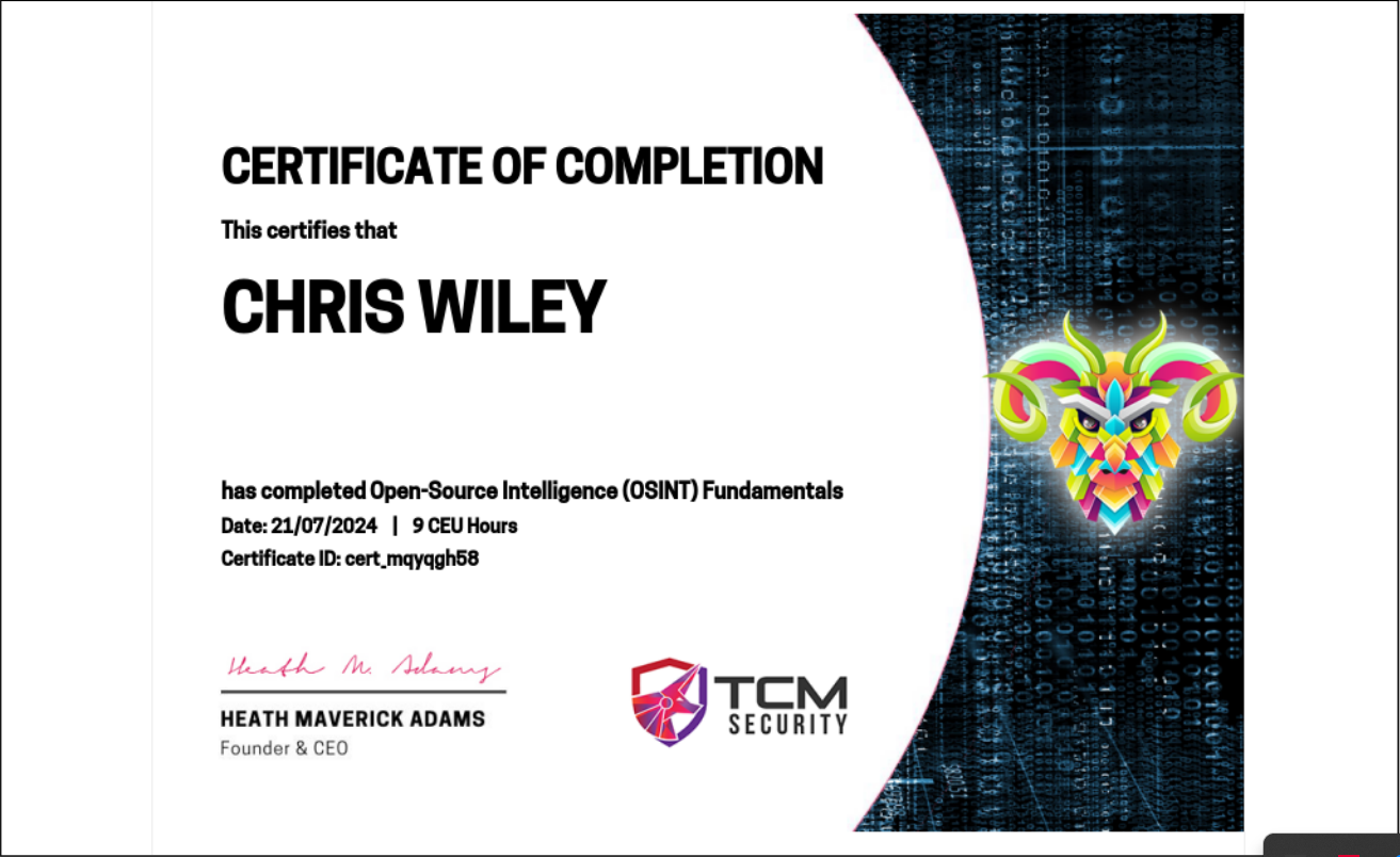 OSINT Certificate