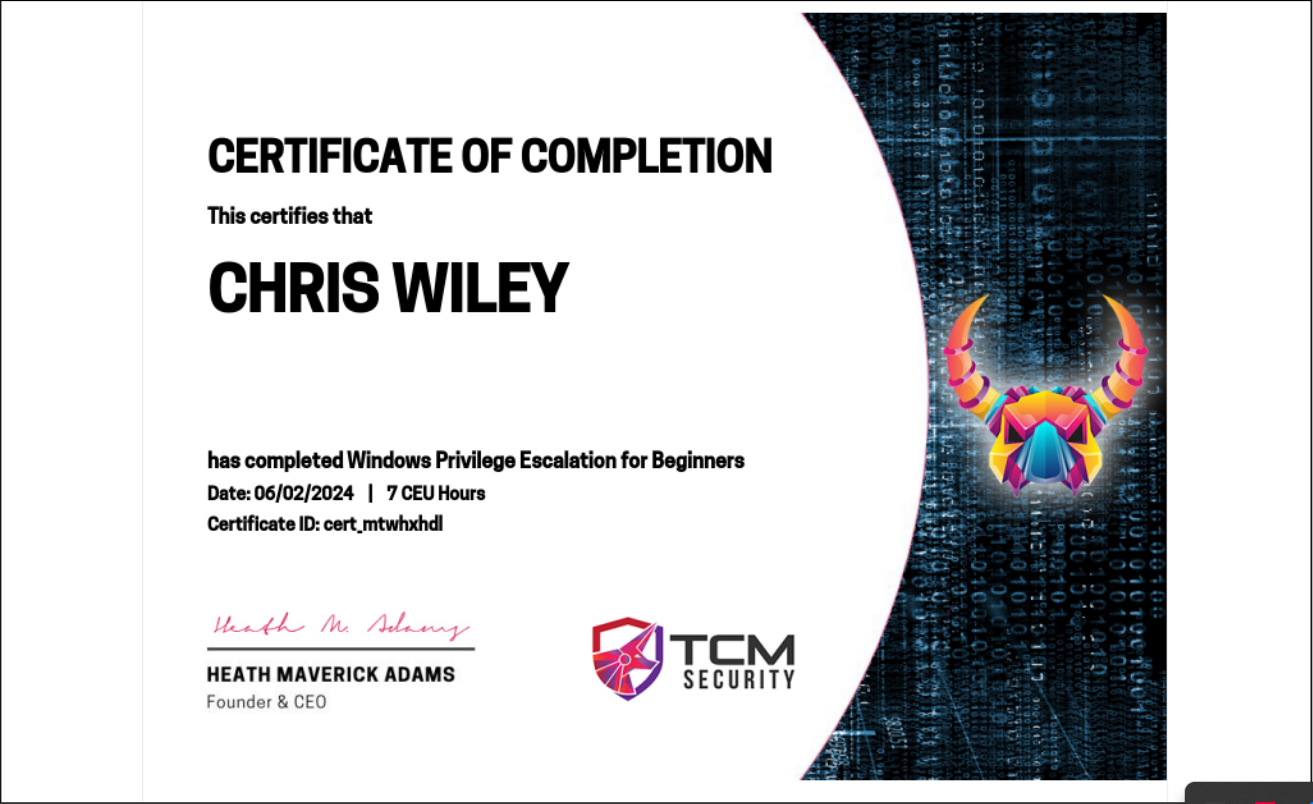 Windows Privilege Escalation Certificate